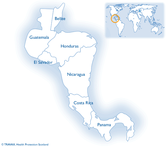 map of central america and south america. Central America Text Only Map